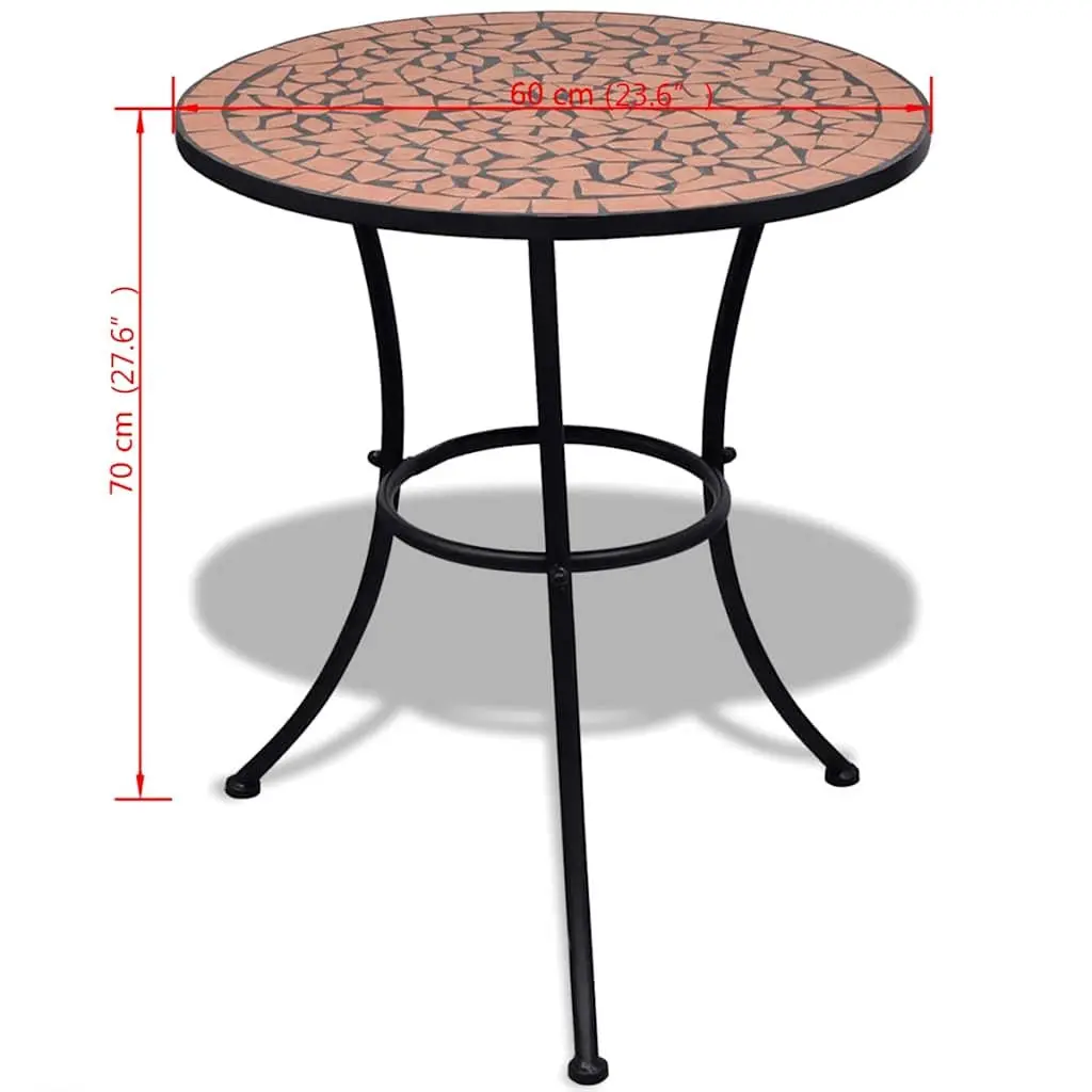 Mosaic Bistro Table Ceramic Top 60cm Brown Powder-coated Iron Frame
