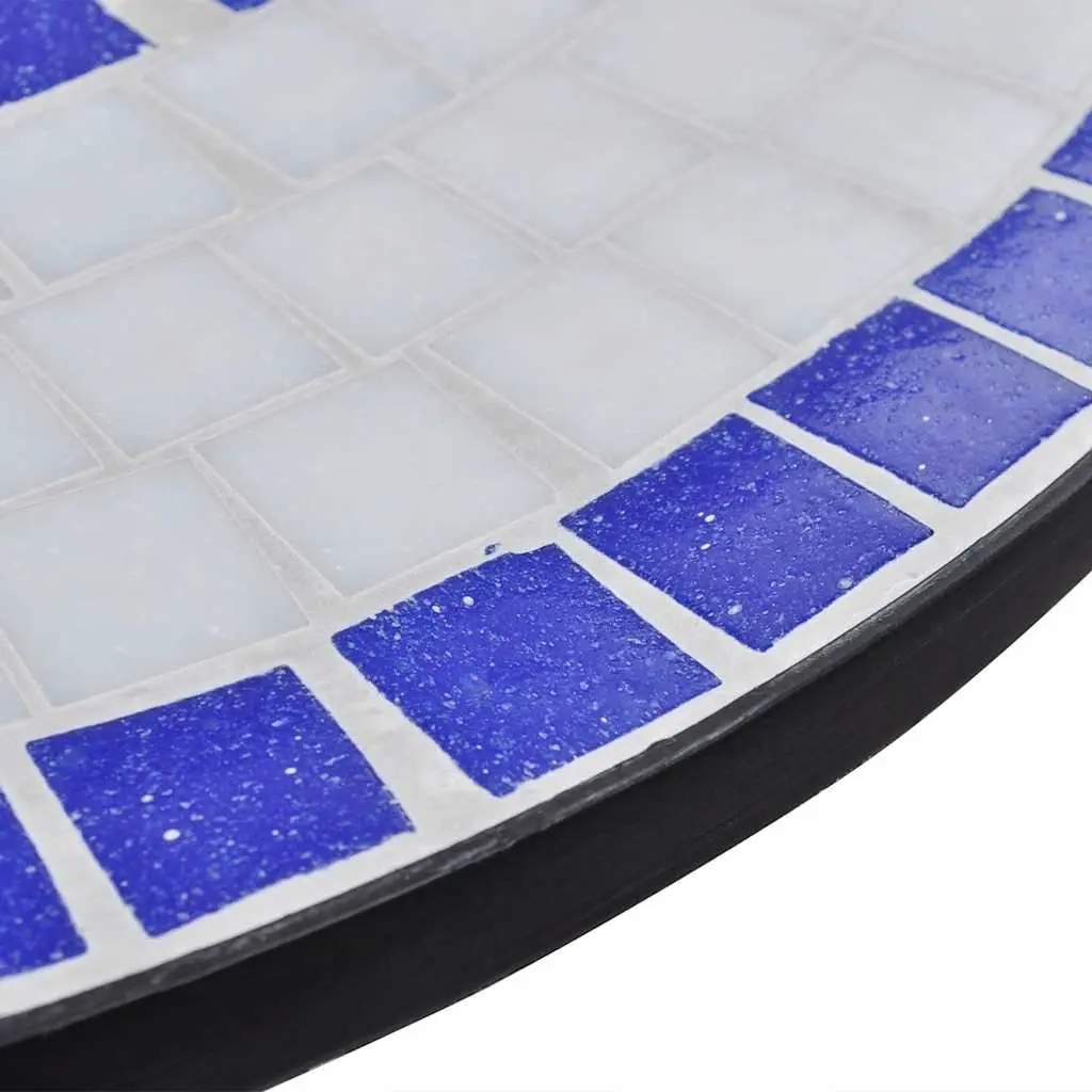 Mosaic Bistro Table Ceramic Top 60cm Blue White Powder-coated Iron Frame