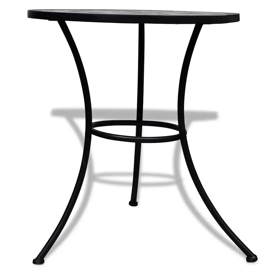 Mosaic Bistro Table 60cm Black White Garden Balcony Coffee Outdoor Ceramic Top