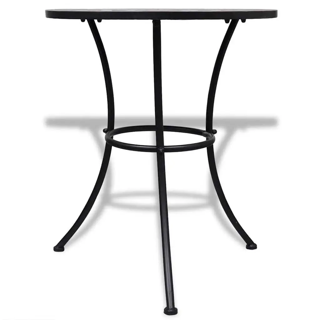 Mosaic Bistro Table Ceramic Top 60cm White and Terracotta Iron Frame