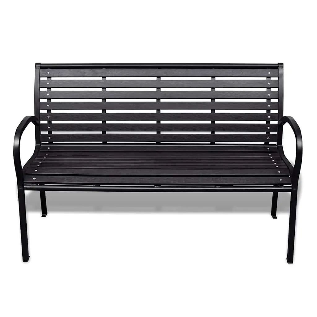 Outdoor Garden Bench Steel Frame 120cm Black WPC Slats