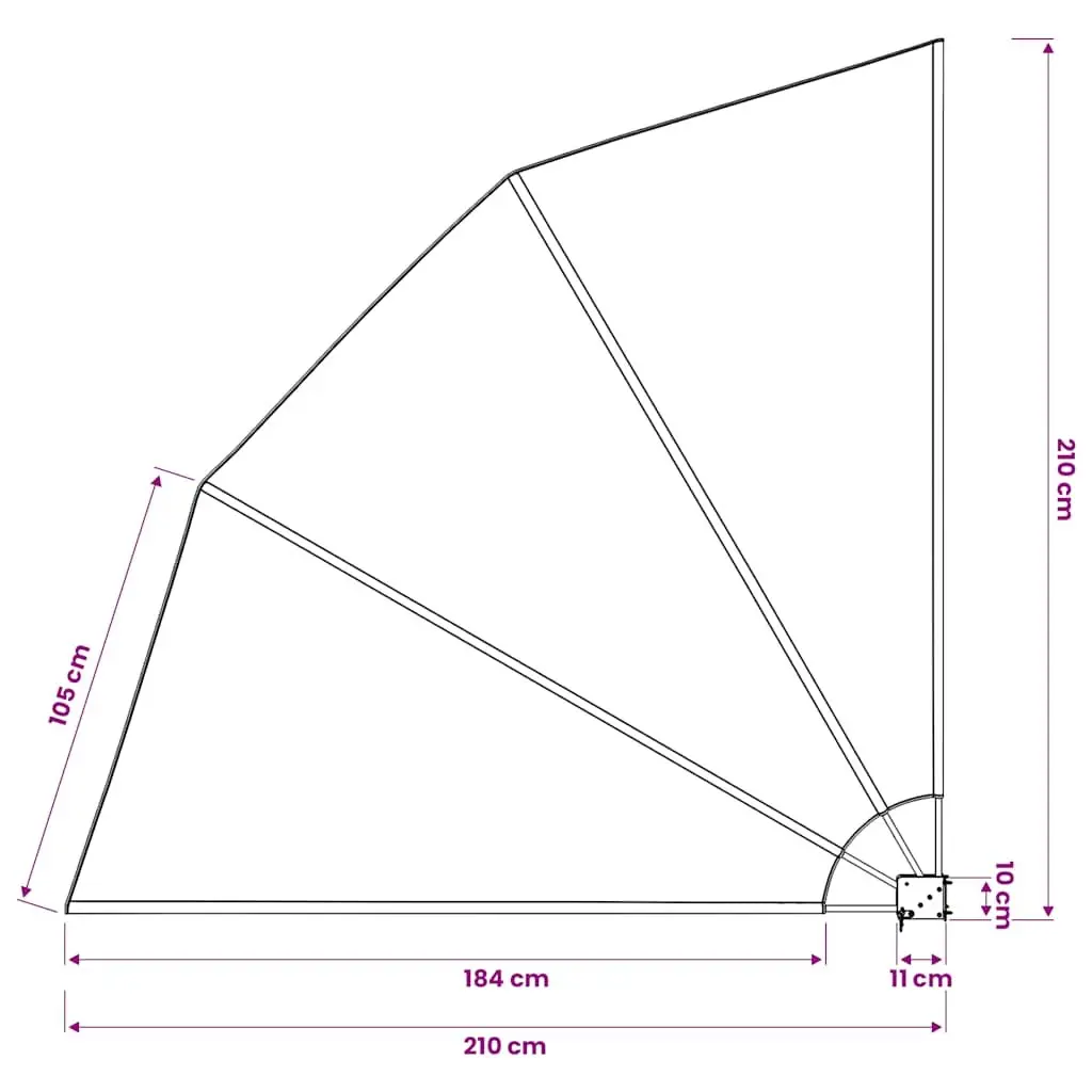 Collapsible Awning Grey 210x210cm Outdoor Shade Polyester Windblocker for Terrace and Balcony