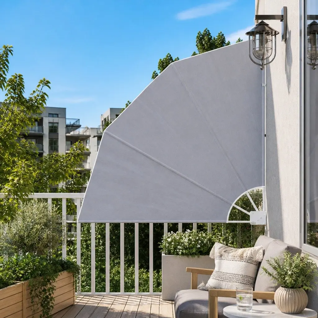 Collapsible Side Awning Powder-coated Steel 140 x 140 cm Grey