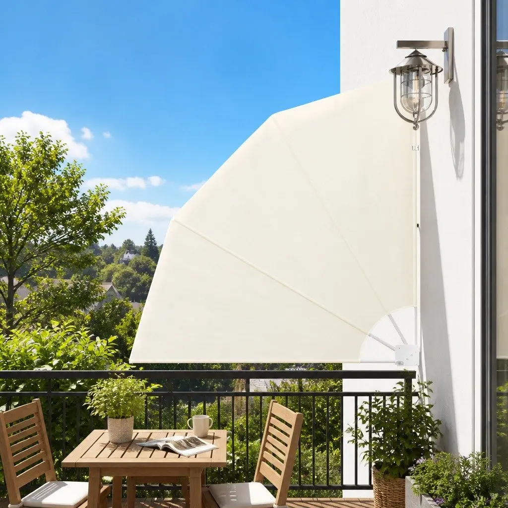 Collapsible Side Awning Powder-coated Steel 140x140 cm Cream