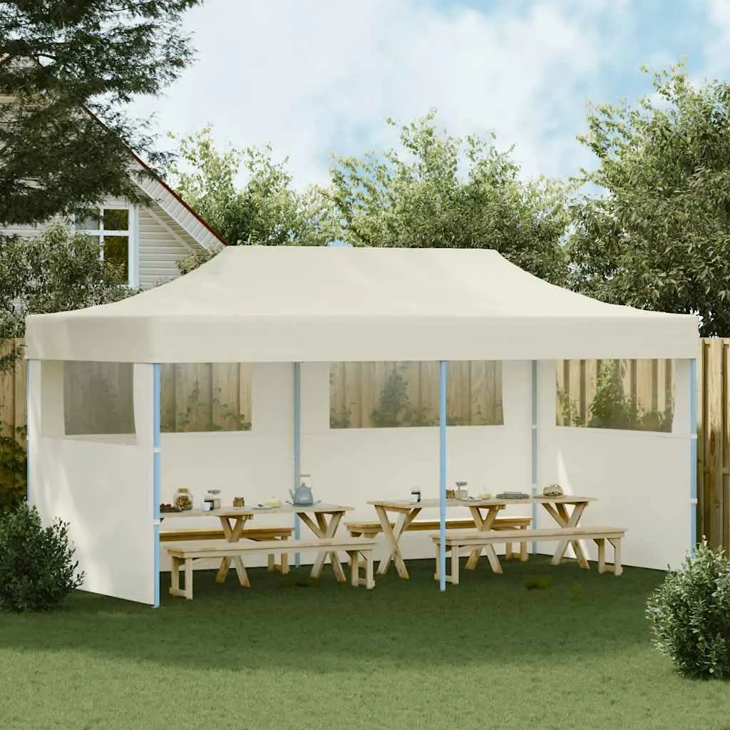 Pop-up Party Tent Waterproof Oxford Fabric 3 x 6 m Cream Powder-coated Steel
