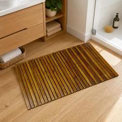Perfect Bath Mat for Home Use: Acacia Wood 80x50cm