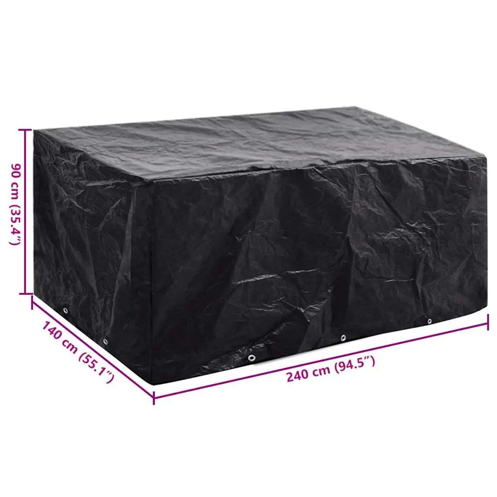 Garden Furniture Cover Polyethylene 240x140x90cm Black Outdoor Rattan Protective Dust Rain UV