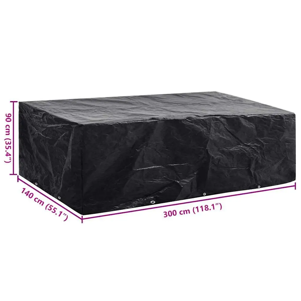 Garden Furniture Cover Waterproof Polyethylene 300x140x90cm Black