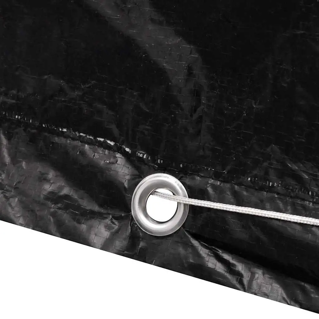 Garden Furniture Cover 260x260x90cm Black Outdoor Protector with Eyelets Rope
