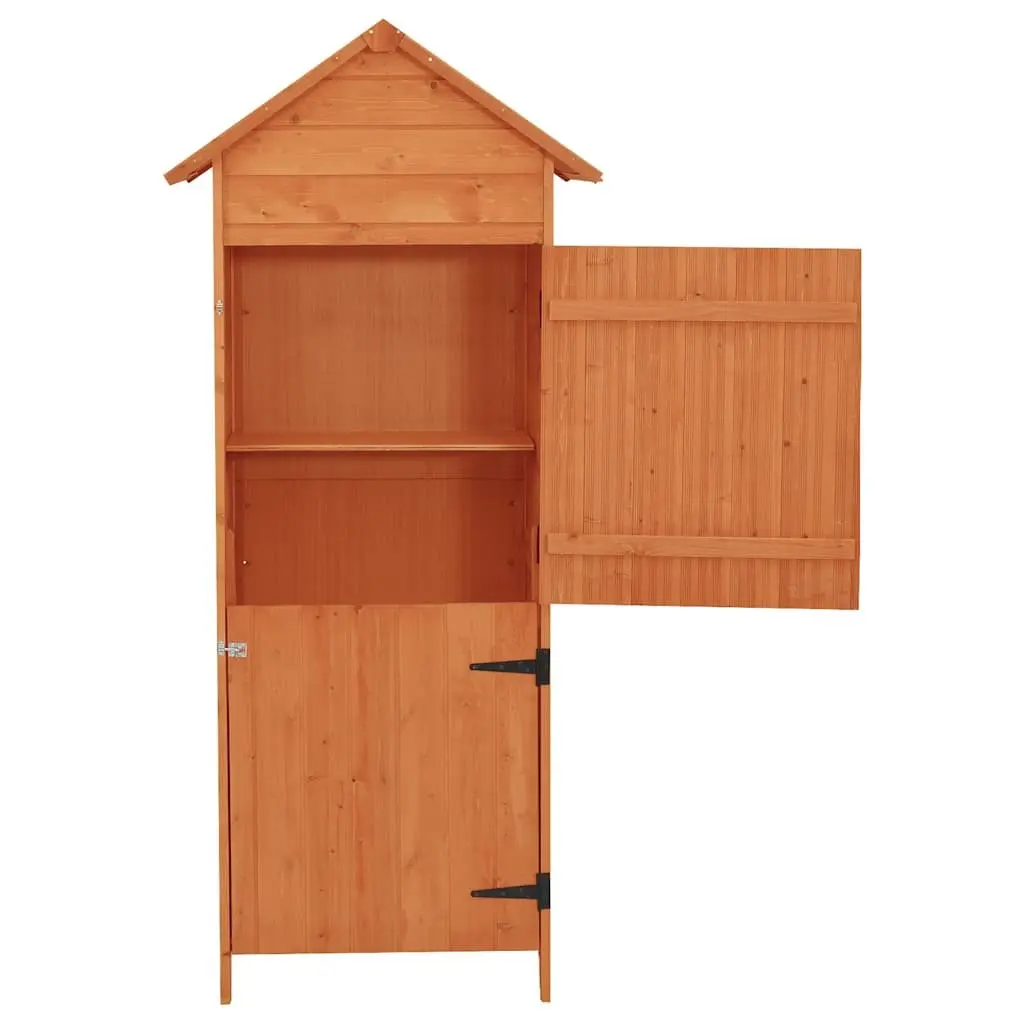 Garden Storage Cabinet Wooden Outdoor Tool Shed Waterproof Roof Brown