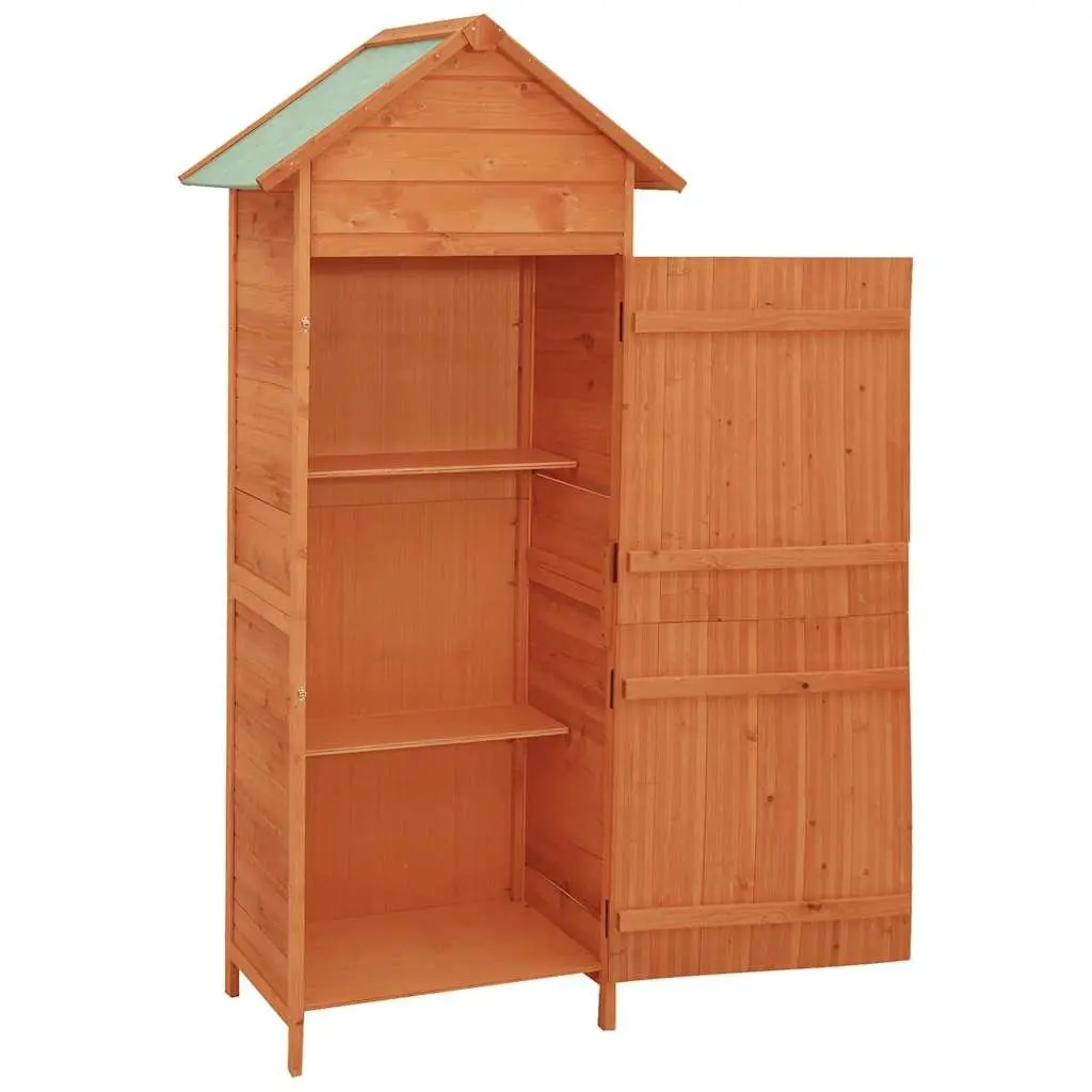 Garden Storage Cabinet Wooden Outdoor Tool Shed Waterproof Roof Brown