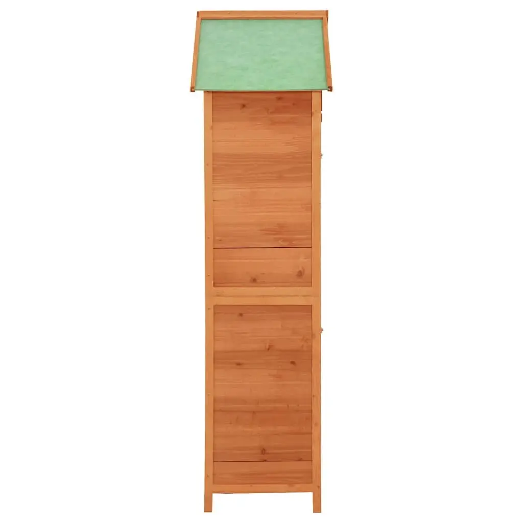 Garden Storage Cabinet Wooden Outdoor Tool Shed Waterproof Roof Brown