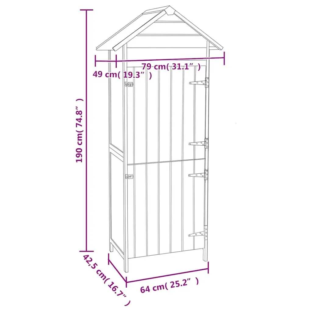 Garden Storage Cabinet Wooden Outdoor Tool Shed Waterproof Roof Brown