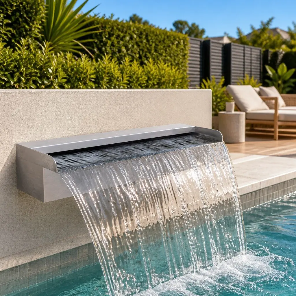 Rectangular Waterfall Fountain Stainless Steel 45cm Silver