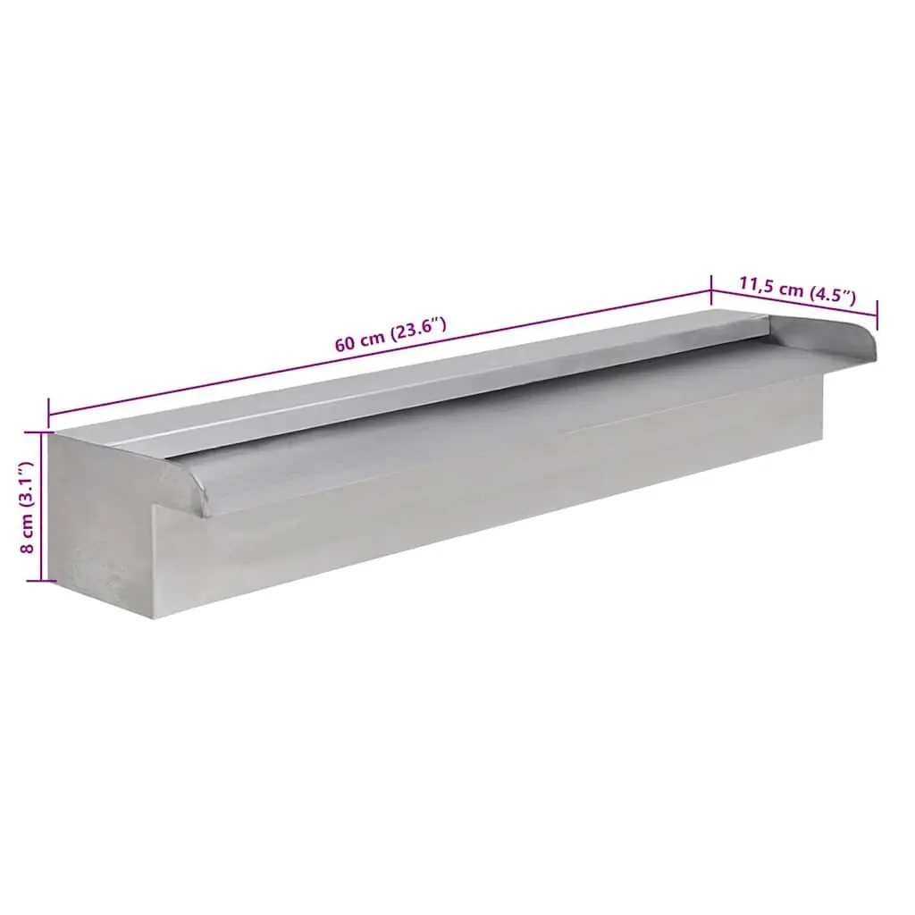Rectangular Waterfall Fountain Silver 60cm Water Feature