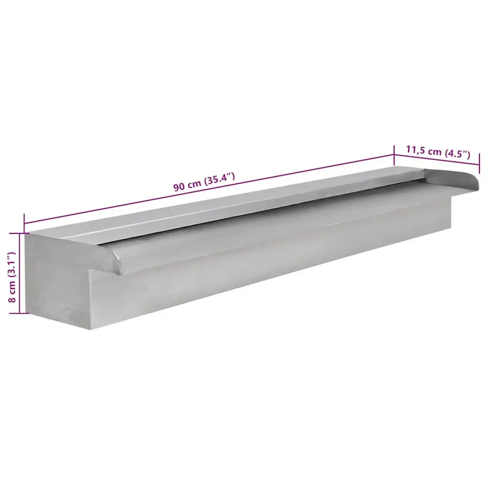 Silver 90cm Rectangular Fountain Water Feature for Garden Pond and Outdoor Pool