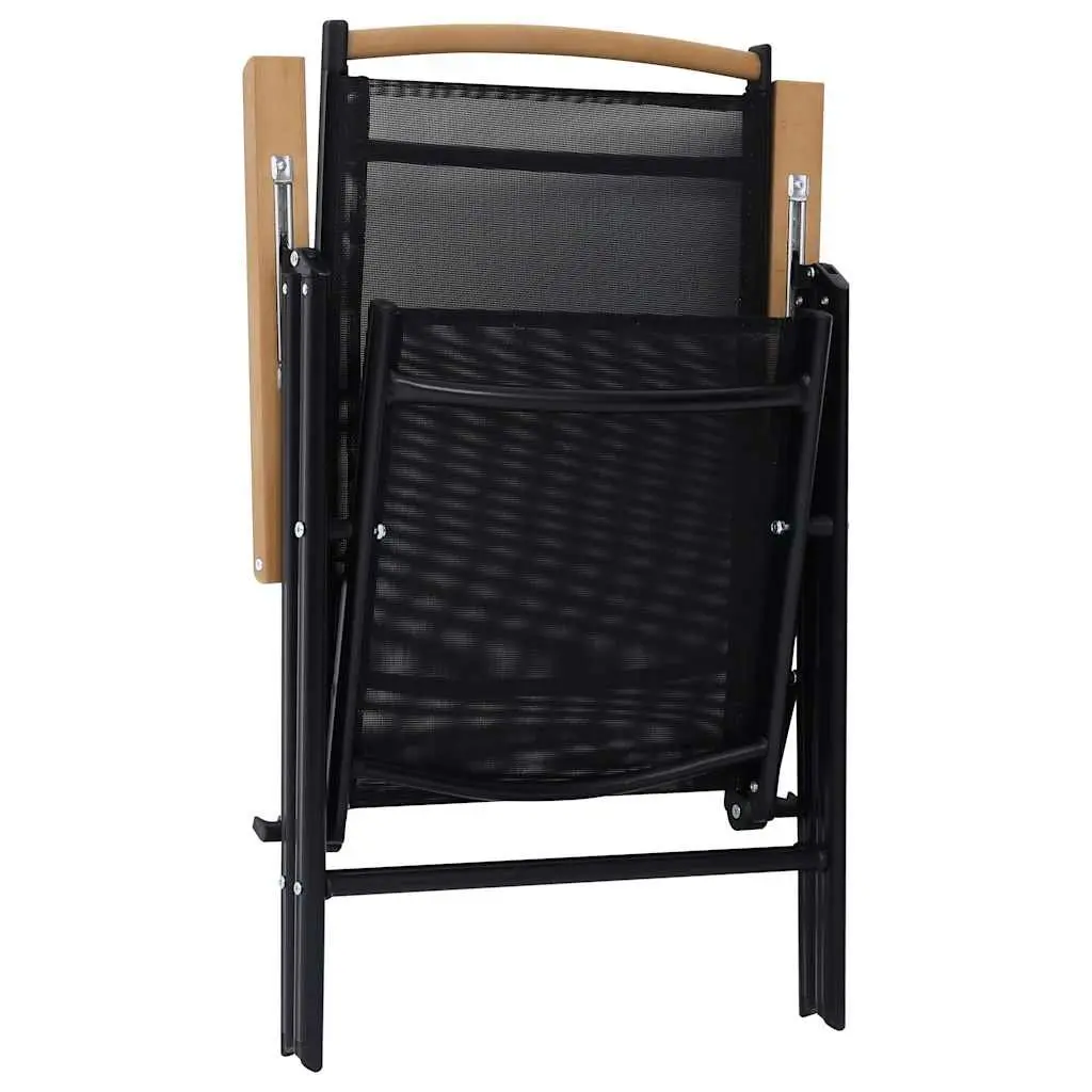 Folding Garden Chairs Set Powder-coated Aluminium 4 Piece Adjustable Textilene Black