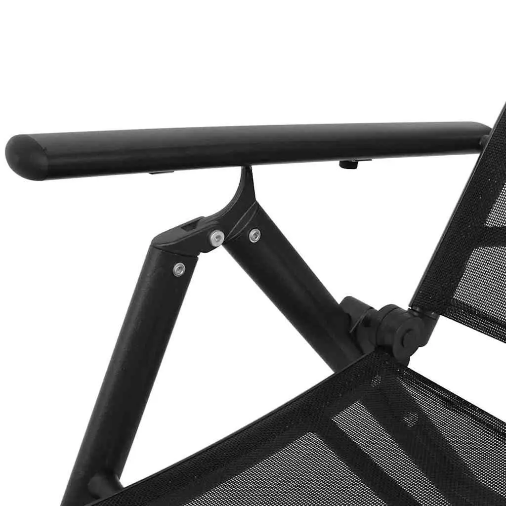 Folding Sun Lounger Aluminium Lightweight Black Weatherproof Reclining Chair