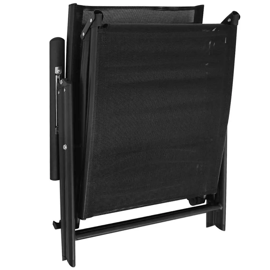 Folding Sun Lounger Aluminium Lightweight Black Weatherproof Reclining Chair