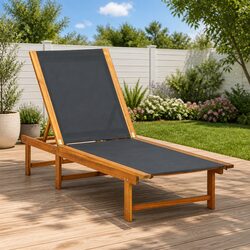Practical Brown Acacia Wood Sun Lounger for Gardens