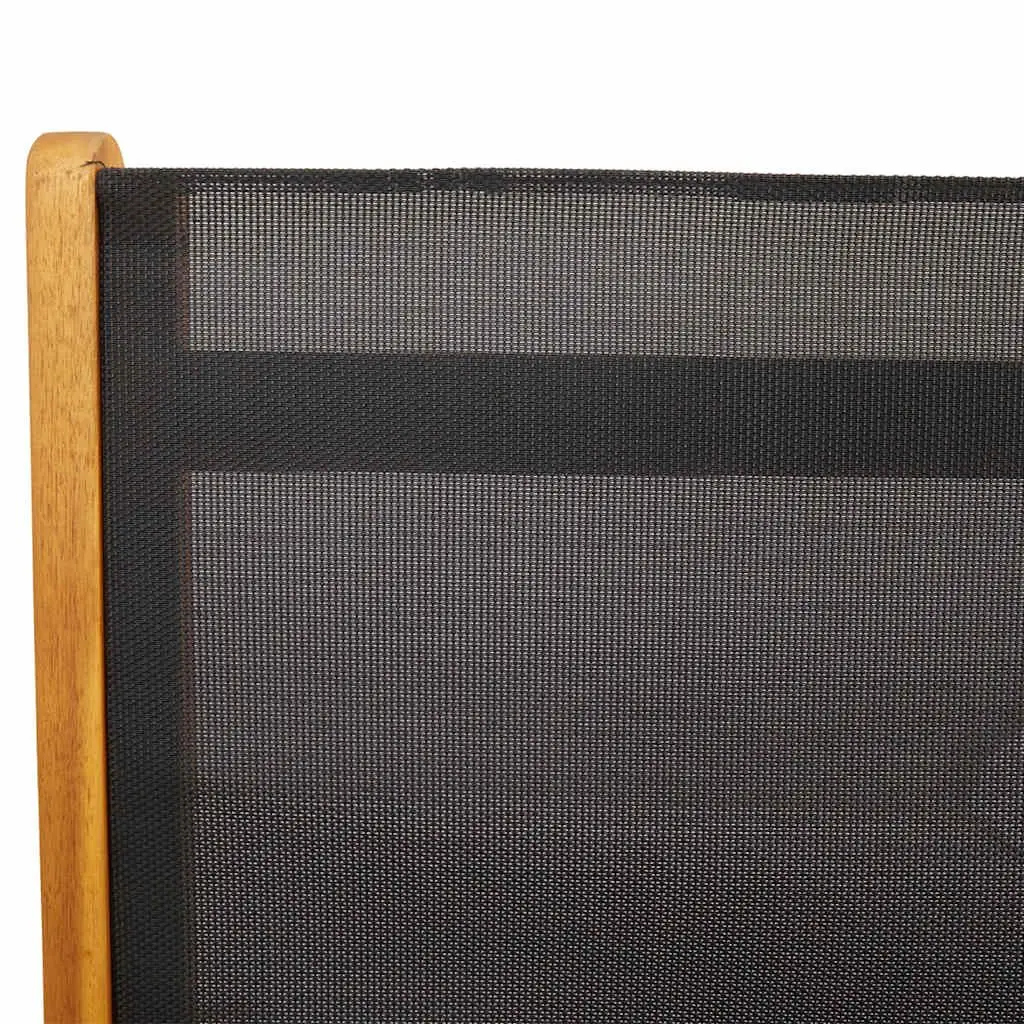 Folding Garden Chairs Acacia Wood Textilene 5 Position Black 2 Piece Set