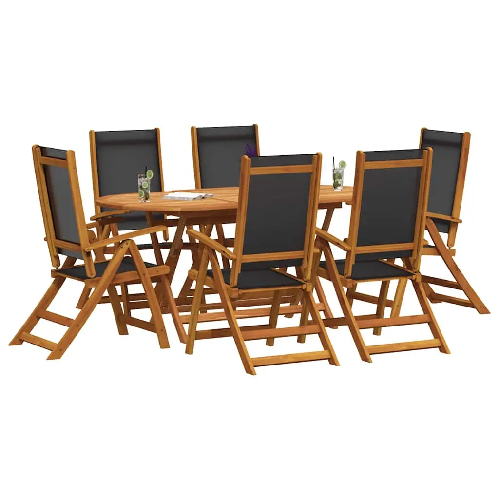 Outdoor Dining Set 7 Piece Acacia Wood Table Folding Chairs Garden Patio