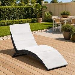 Practical Folding Rattan Lounger for Outdoor Relaxation