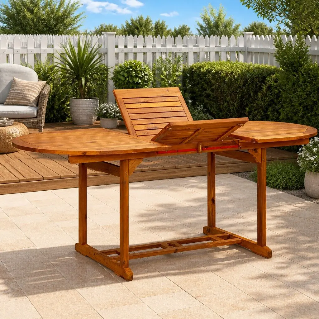 Outdoor Dining Table Solid Acacia Wood Extendable 150-200x100x75cm Brown