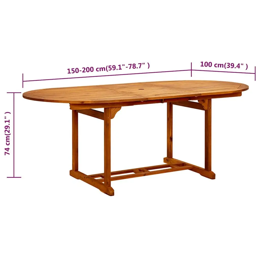 Outdoor Dining Table Solid Acacia Wood Extendable 150-200x100x75cm Brown