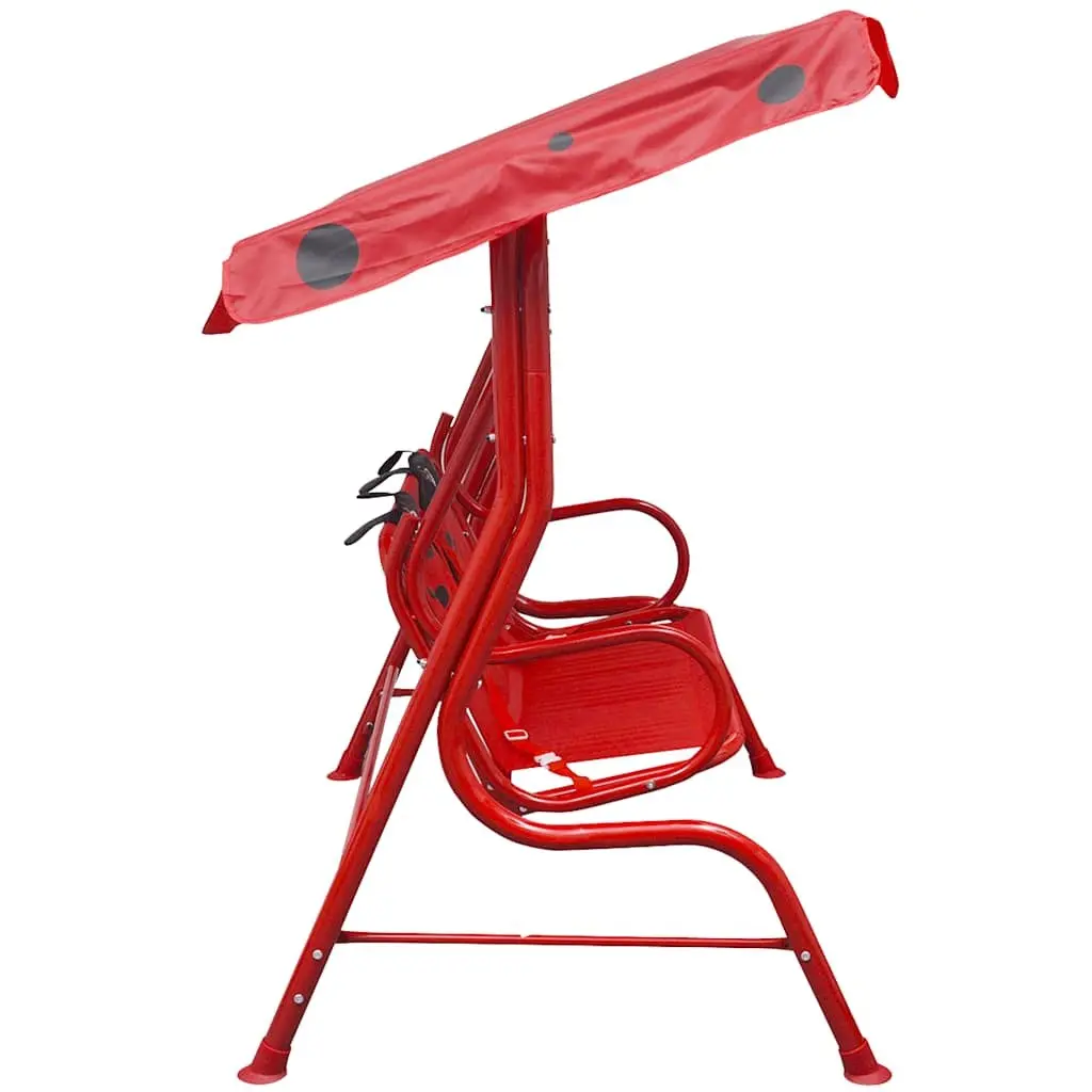 Kids Swing Seat Steel Frame Red with Sunshade Canopy