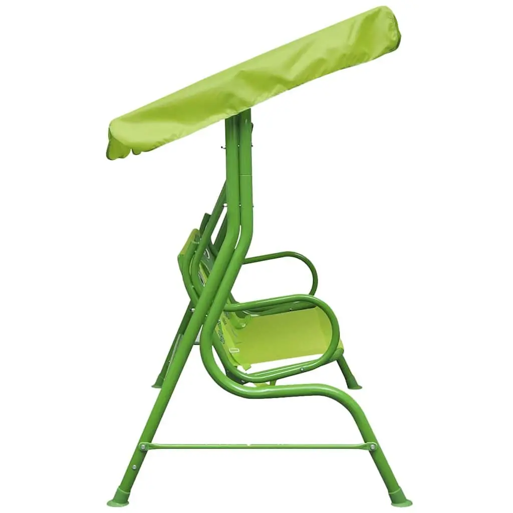 Kids Swing Seat Steel Frame Green with Sunshade Canopy