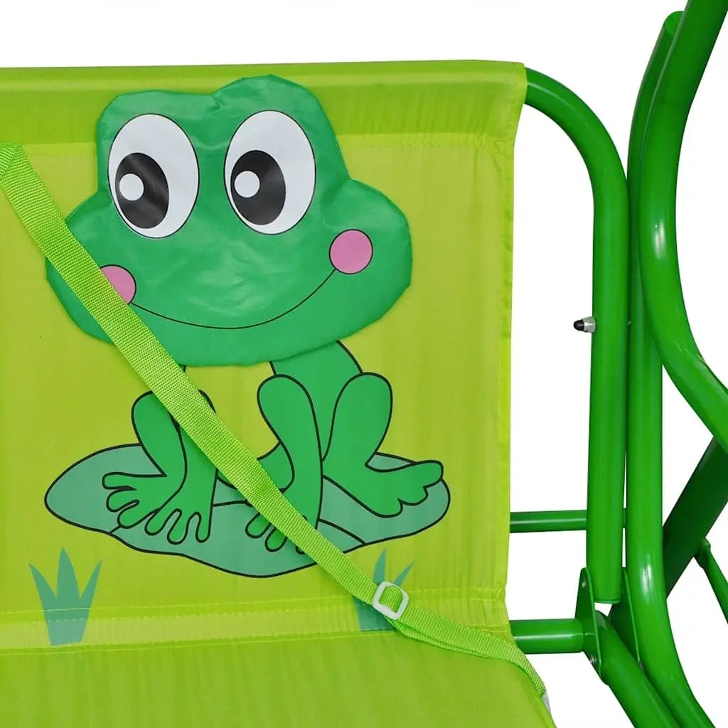 Kids Swing Seat Steel Frame Green with Sunshade Canopy