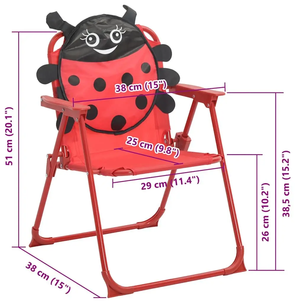 Kids Garden Bistro Set Outdoor Furniture Steel 3 Piece Table Chairs Umbrella Red