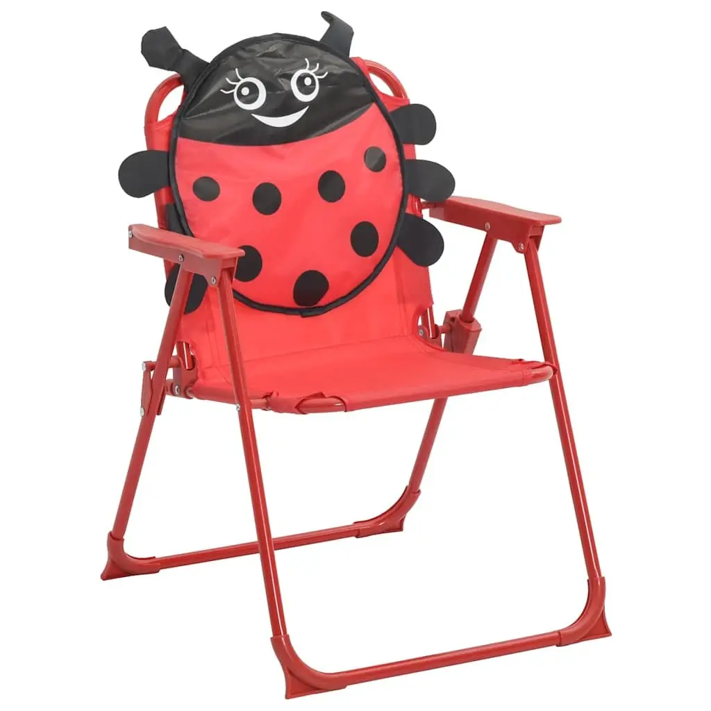 Kids Garden Bistro Set Outdoor Furniture Steel 3 Piece Table Chairs Umbrella Red