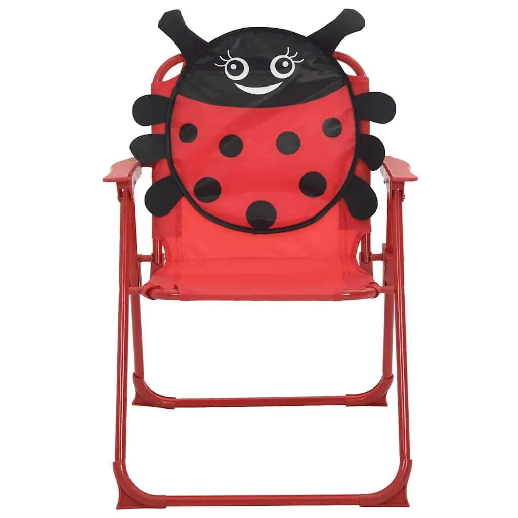 Kids Garden Bistro Set Outdoor Furniture Steel 3 Piece Table Chairs Umbrella Red
