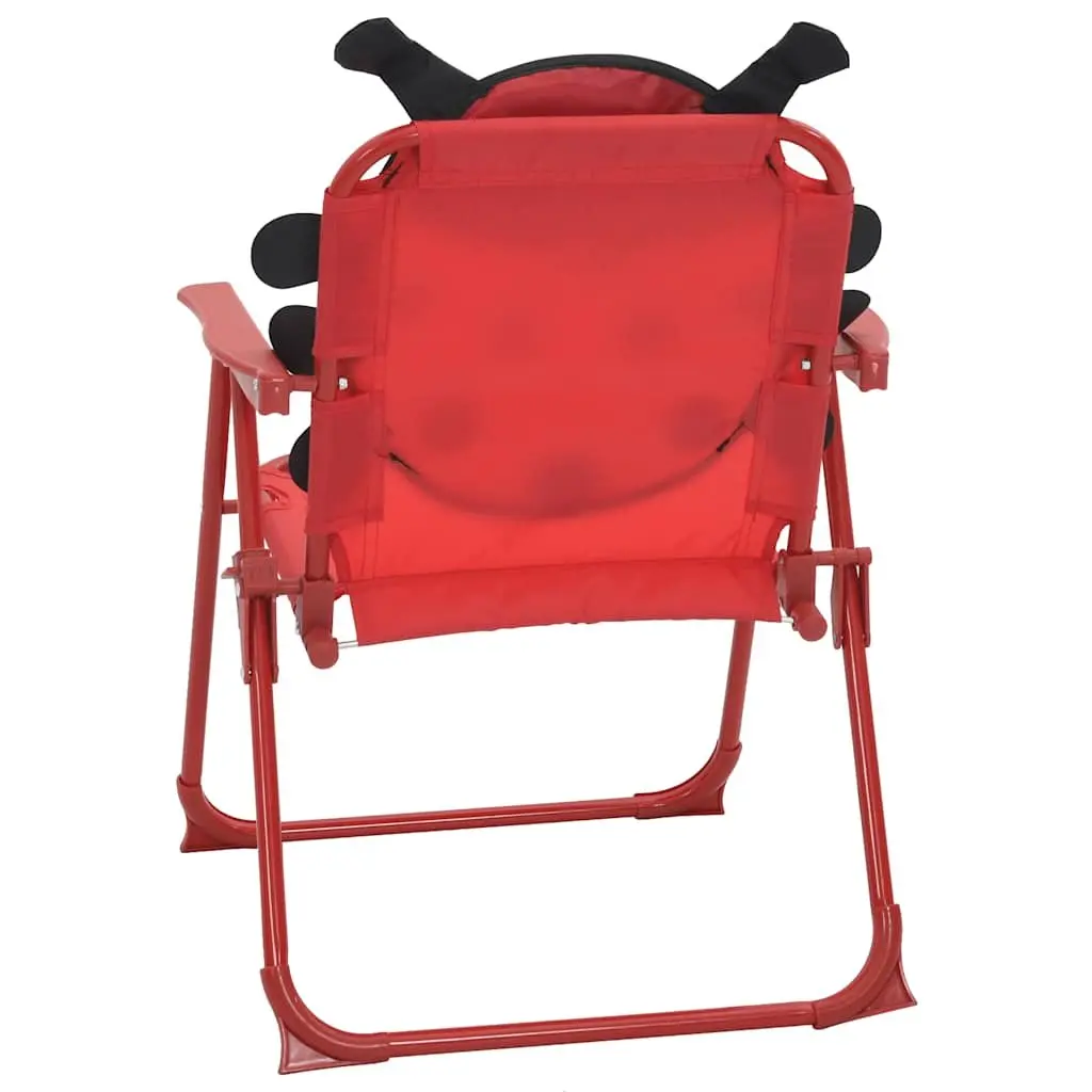 Kids Garden Bistro Set Outdoor Furniture Steel 3 Piece Table Chairs Umbrella Red