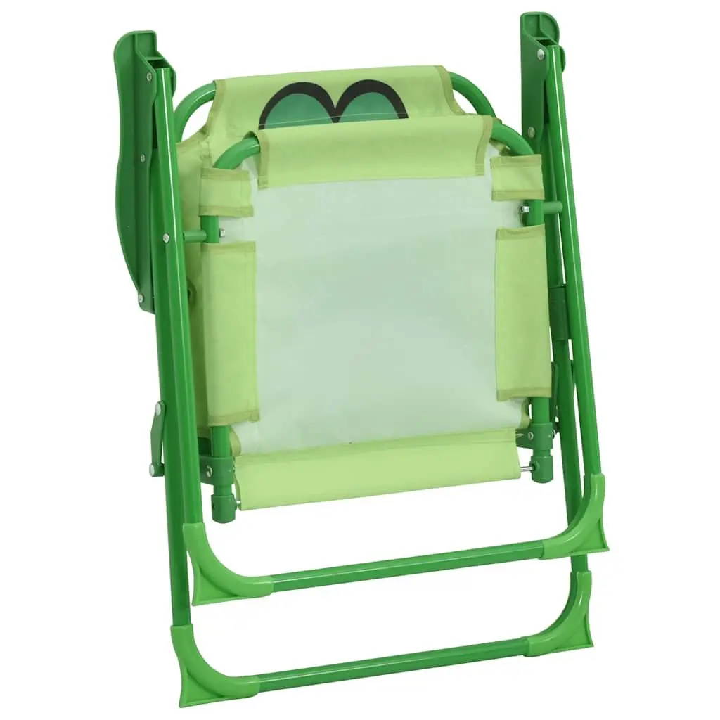 3 Piece Heavy Duty Steel Kids Outdoor Furniture Set Green Table Chairs Parasol