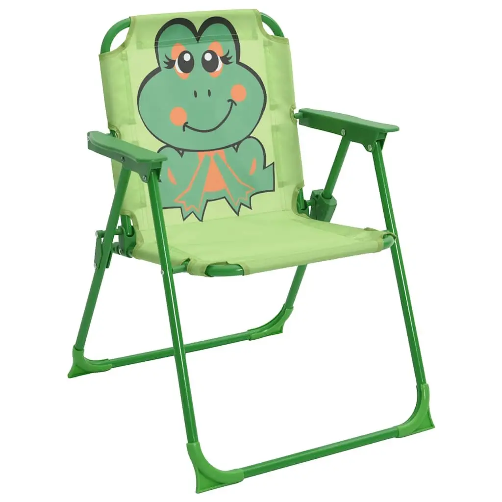 3 Piece Heavy Duty Steel Kids Outdoor Furniture Set Green Table Chairs Parasol