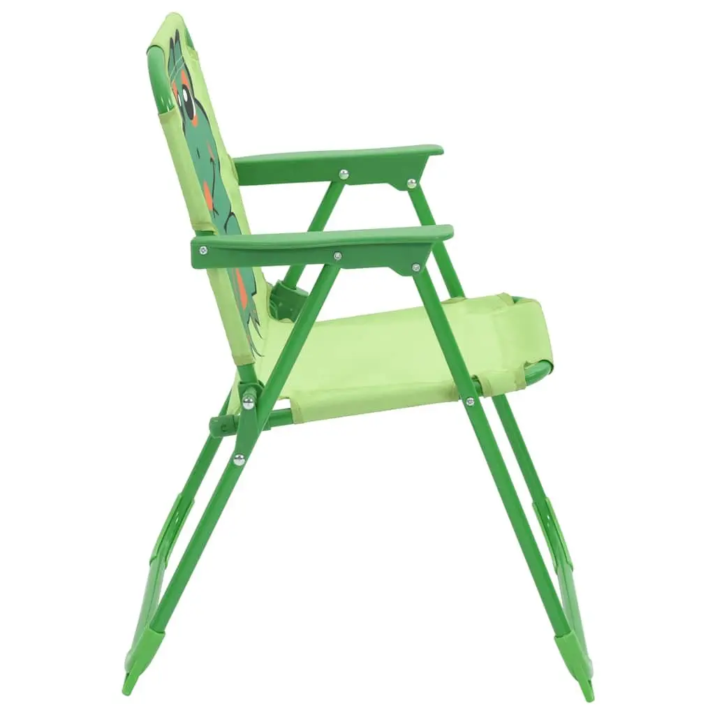 3 Piece Heavy Duty Steel Kids Outdoor Furniture Set Green Table Chairs Parasol