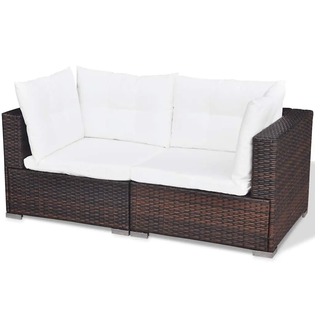 Garden Lounge Set 6 Piece Outdoor Furniture Patio Rattan Sofa with Cushions
