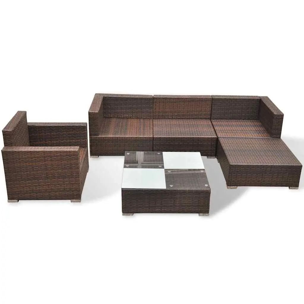 Garden Lounge Set 6 Piece Outdoor Furniture Patio Rattan Sofa with Cushions