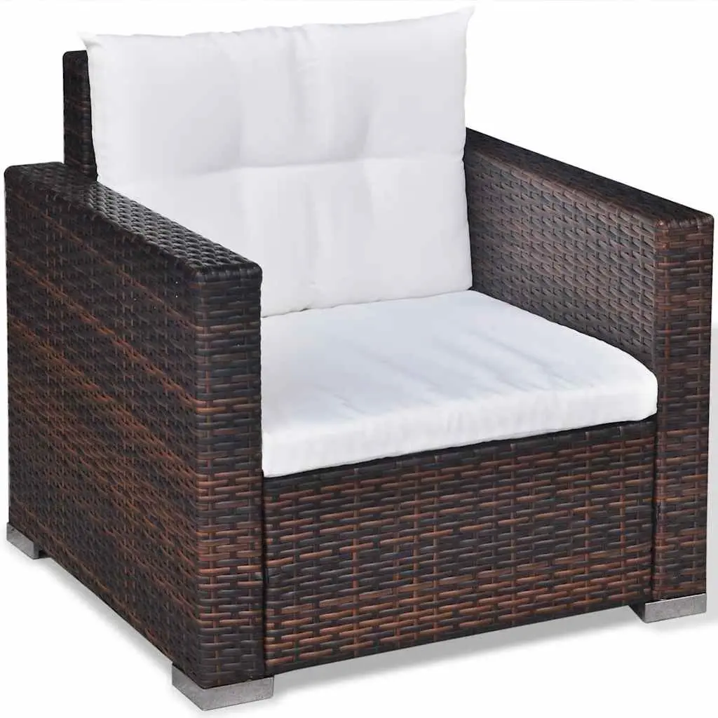 Garden Lounge Set 6 Piece Outdoor Furniture Patio Rattan Sofa with Cushions