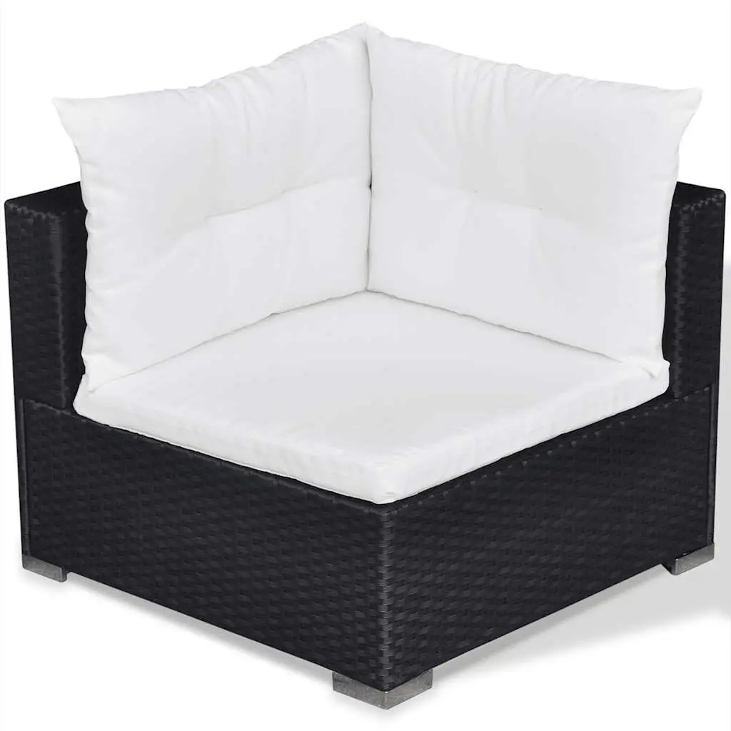 Garden Lounge Set 6 Piece Outdoor Patio Furniture Black Poly Rattan Sofa
