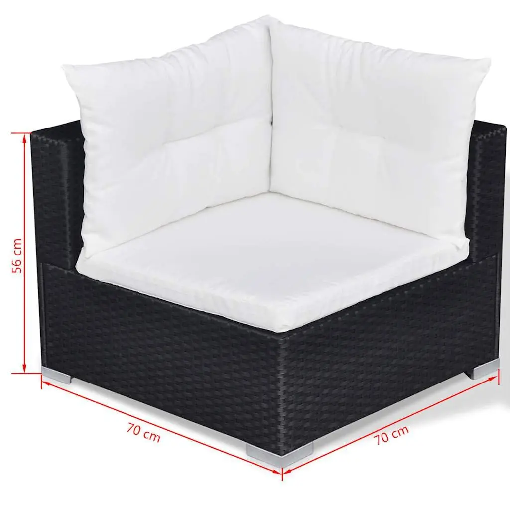 Outdoor Lounge Set 10 Piece PE Rattan Modular Patio Furniture Black