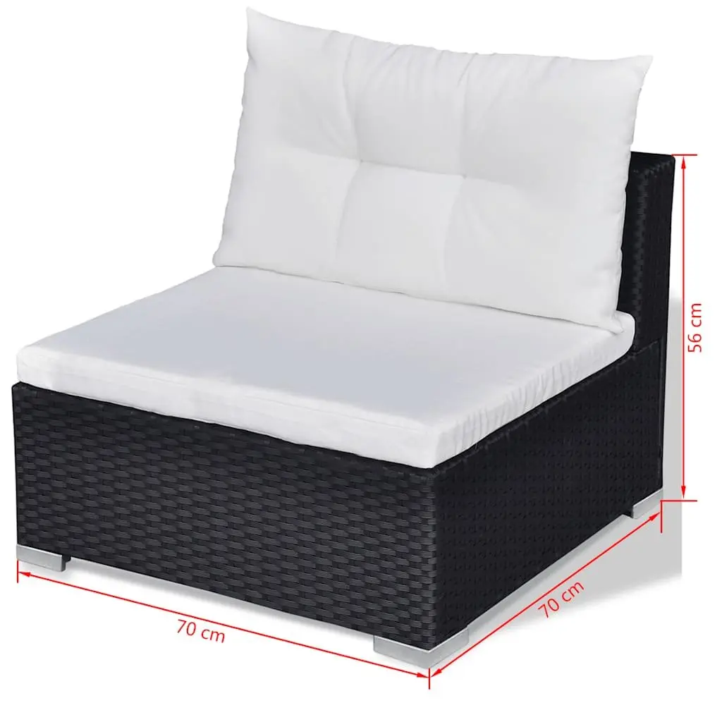 Outdoor Lounge Set 10 Piece PE Rattan Modular Patio Furniture Black