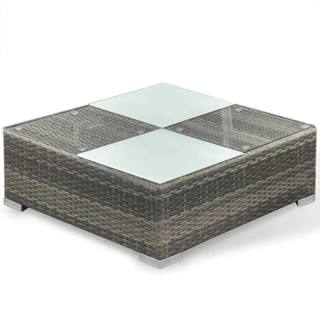 6 Piece Outdoor Lounge Set Grey PE Rattan Steel Frame Garden Patio Furniture with Cushions