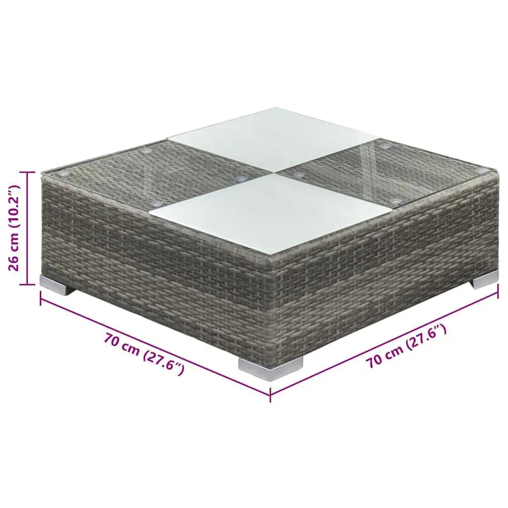 6 Piece Outdoor Lounge Set Grey PE Rattan Steel Frame Garden Patio Furniture with Cushions
