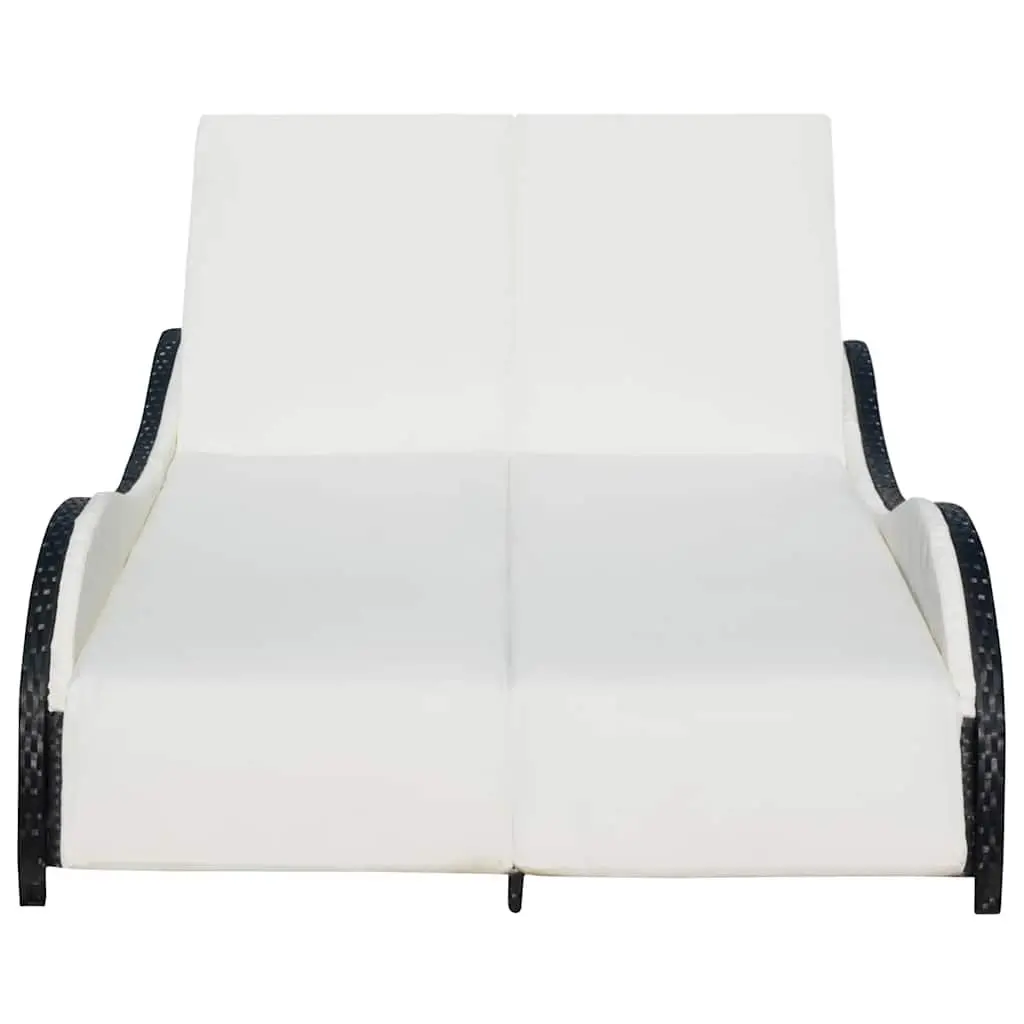 Double Sun Lounger Rattan Outdoor Garden Patio Daybed Adjustable Backrest Black
