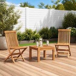 Folding Garden Chairs 2 pcs Teak Wood Outdoor Seating Lightweight Portable