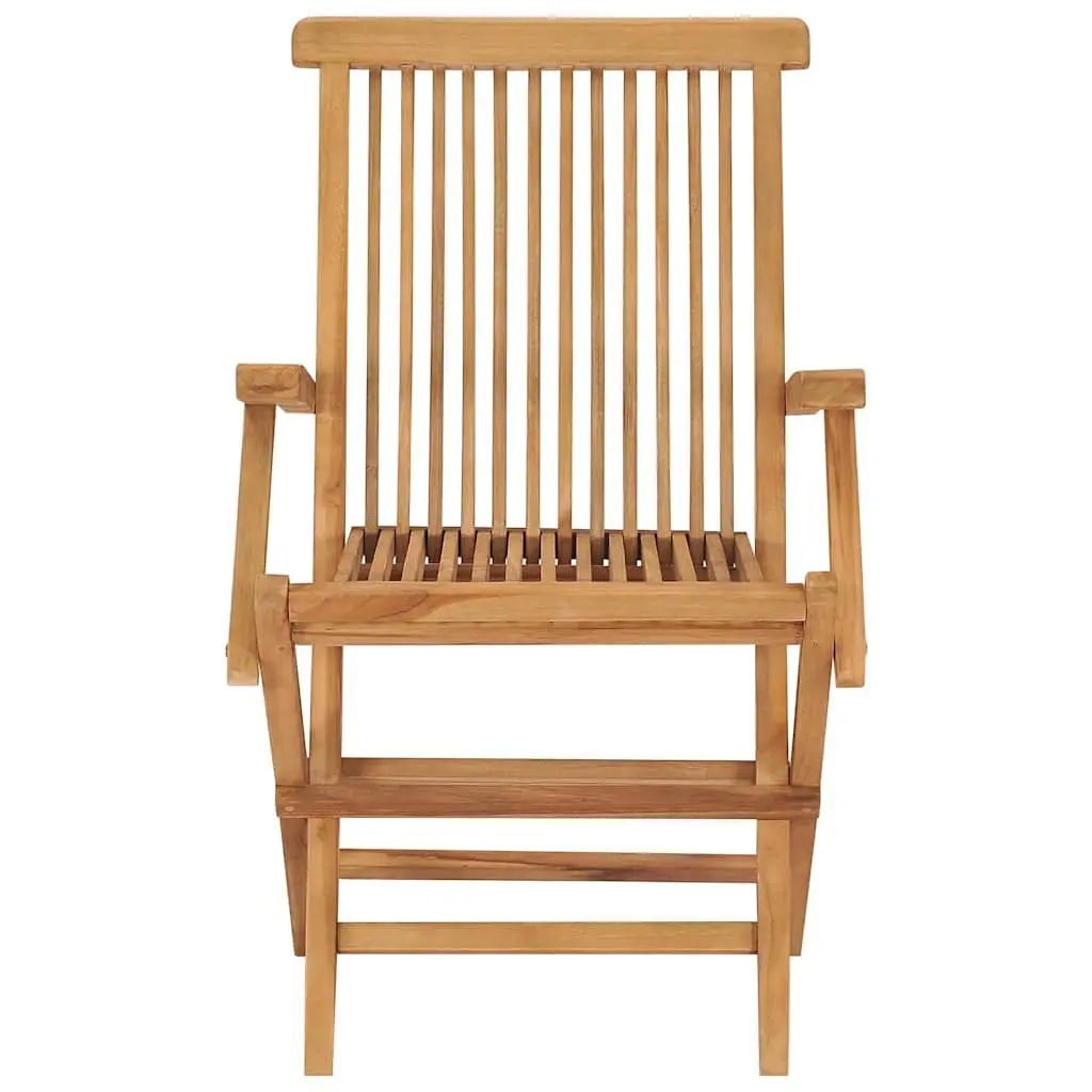 Folding Garden Chairs Teak Wood Lightweight Brown 2 Piece